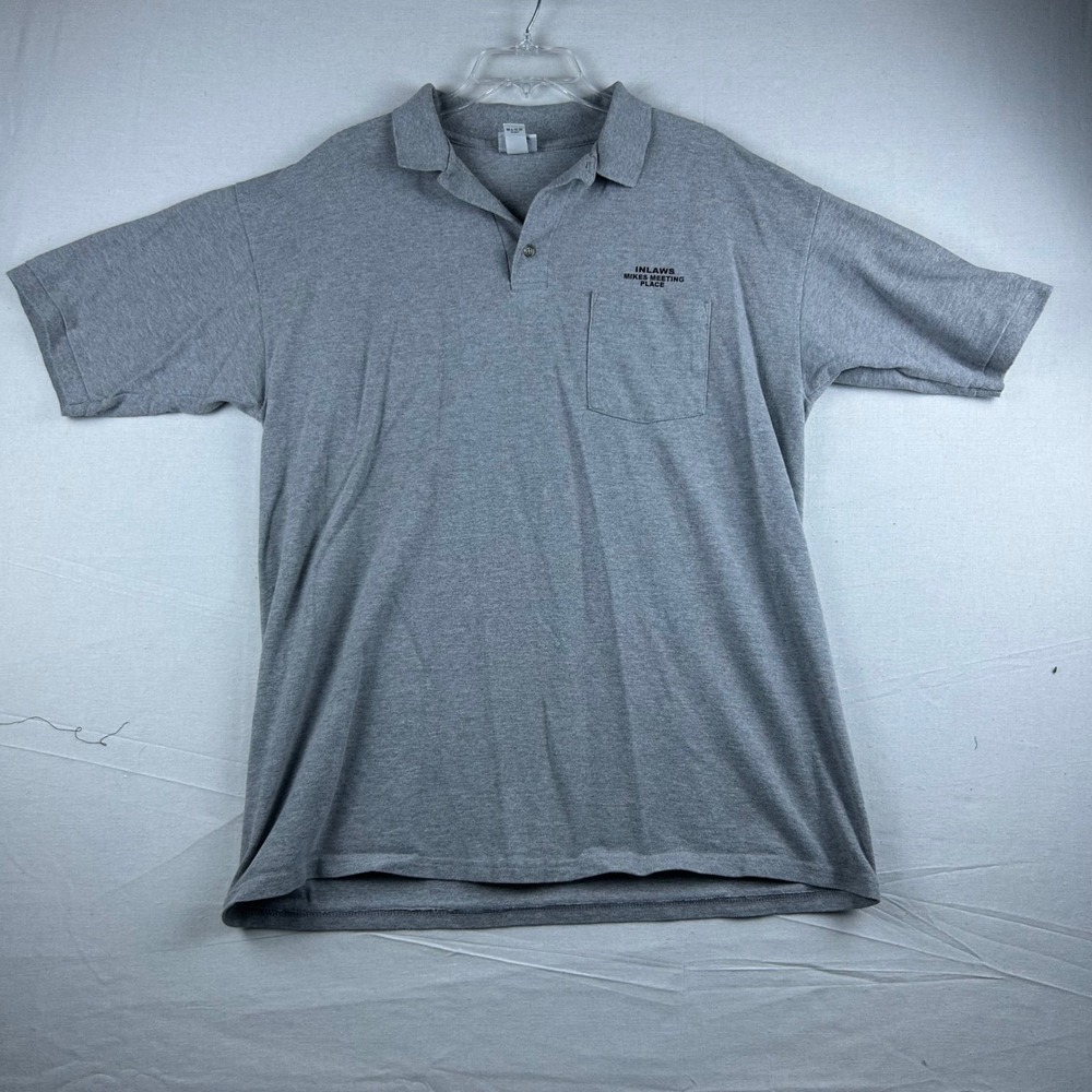 Anvil Cotton Deluxe Mens XL Gray Polo Happy House Darts Panther Graphic Shirt